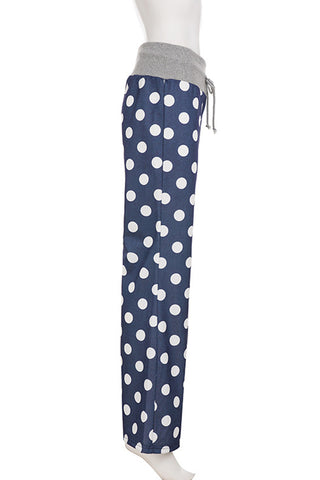 Polka Dot Lounge Pants with Drawstring Waist