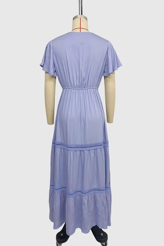 Flowy V-Neck Casual Maxi Dress