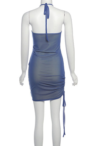Halterneck Ruched Casual Dress