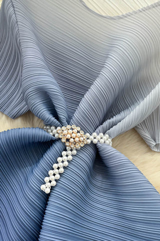 Pleated Top and Fringed Skirt Set