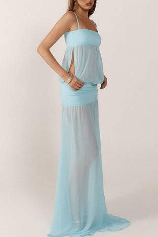 Layered Peplum Maxi Dress