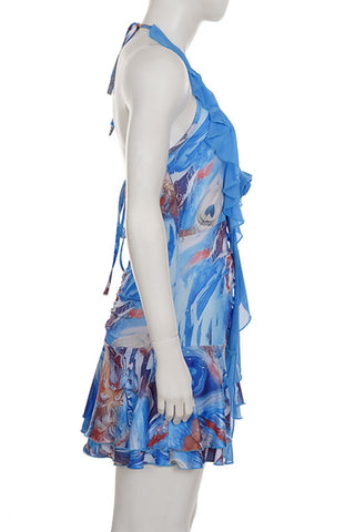Halter Neck Ruffle Casual Dress