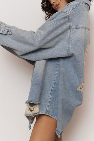 Oversized Distressed Denim Jacket