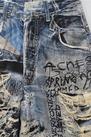 Distressed Straight-Leg Jeans