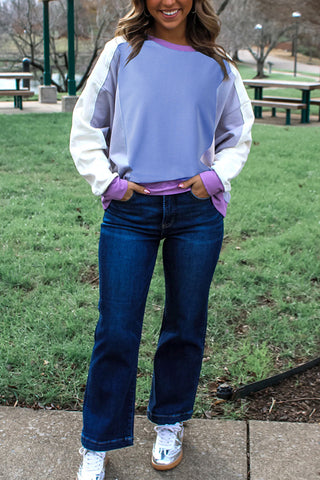 Casual Color Block Pullover Top