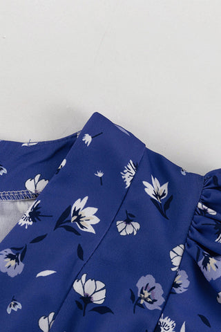 Puff Sleeve Floral Midi Dress