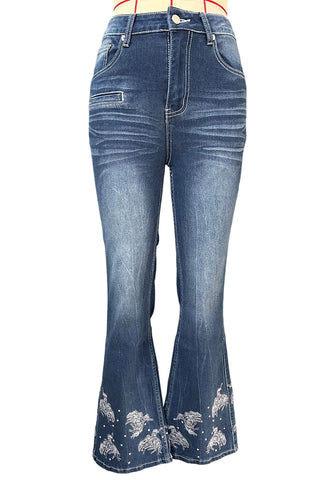 Patterned Flare Jeans