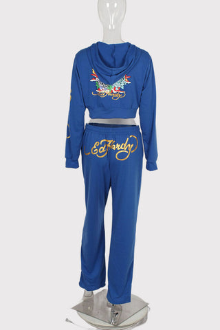 Skull Embroidered Casual Tracksuit Set
