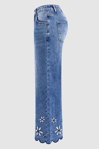 Floral Wide-Leg Jeans