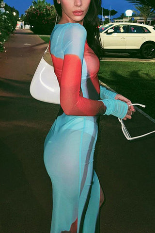 Maxi Dress with Artistic Print Design