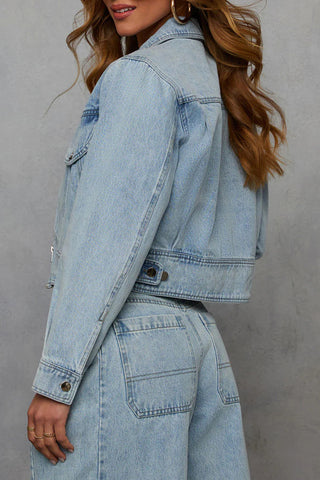 Cropped Denim Jacket and High-Waist Jeans Set