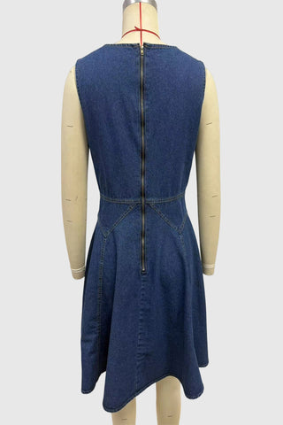 Button-Front Denim Dress