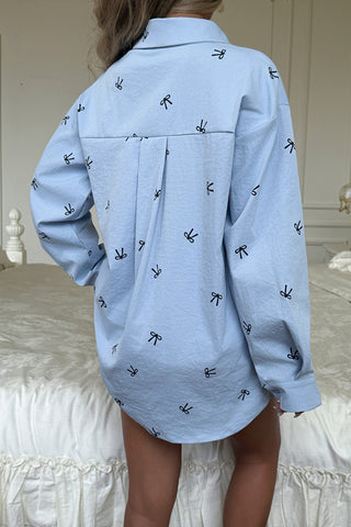 Patterned Button-Down Blouse