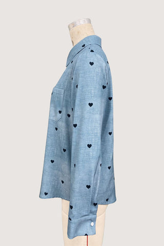 Heart Pattern Button-Front Shirt