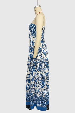 Strapless Floral Casual Dress