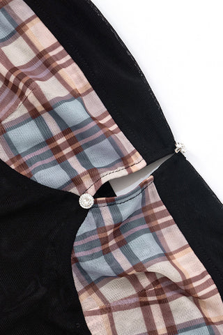 Plaid Cutout Casual Dress