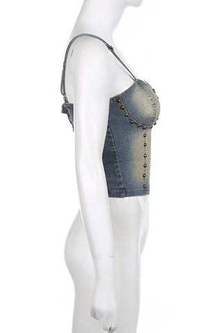 Studded Denim Tank Top