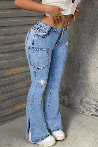 Star-Embellished Flare Jeans