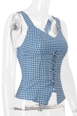 Lace-Up Gingham Camisole