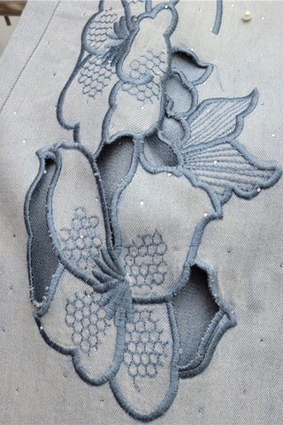 Floral Embellished Wide Leg Jeans