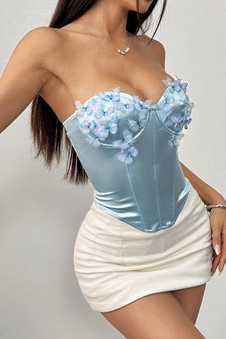 Floral Appliqué Corset Tank Top
