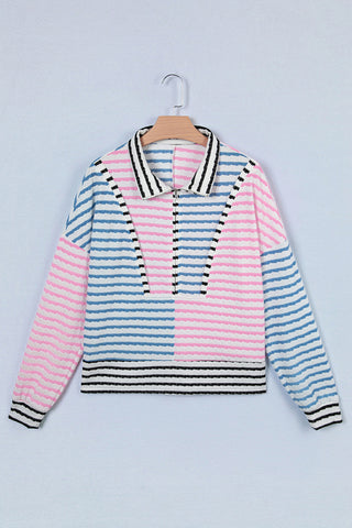 Striped Half-Zip Pullover Hoodie