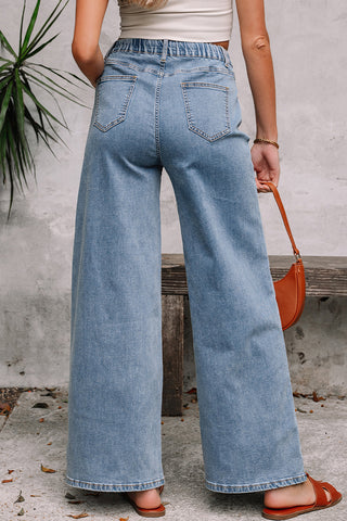 Wide-Leg Casual Denim Pants