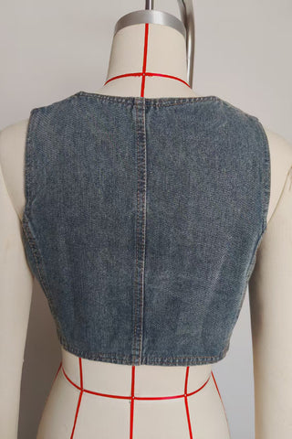 Stylish V-Neck Denim Tank Top
