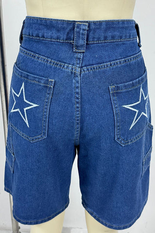 Casual Buttoned Denim Shorts