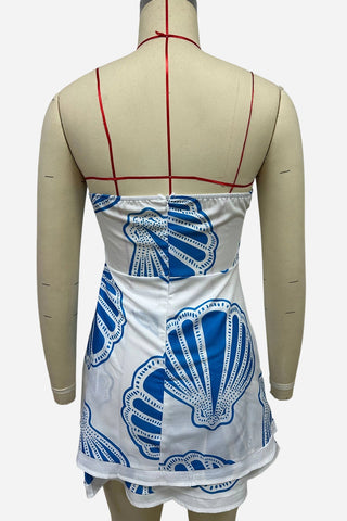 Strapless Shell Printed Two-Piece Set