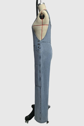 Casual Wide-Leg Denim Jumpsuit