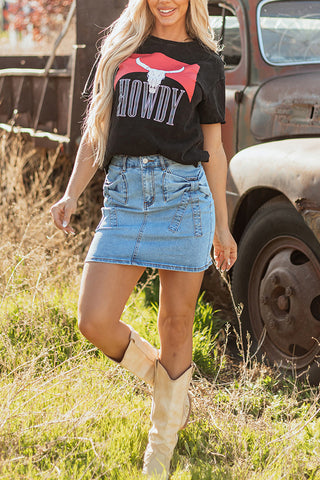 Trendy Pocket Detail Denim Skirt