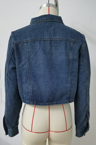 Cropped Button-Front Denim Jacket