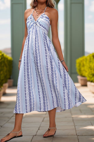 Halter Neck Sundress with Geometric Pattern