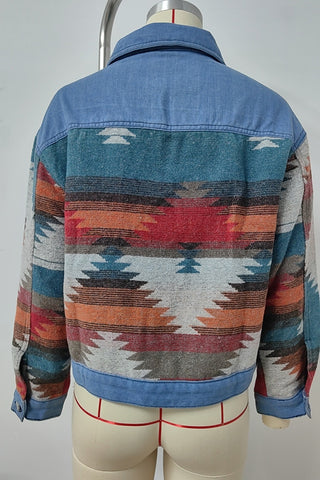 Aztec Pattern Denim Jacket