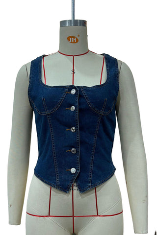 Button-Front Denim Vest