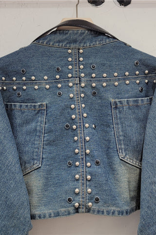 Studded Cropped Denim Jacket