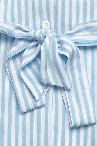 Striped Puff-Sleeve Midi Dress