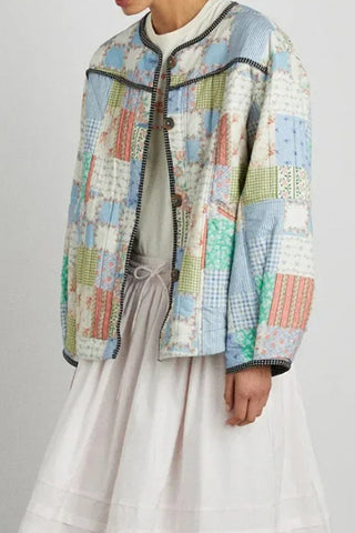 Patchwork Button-Front Coat