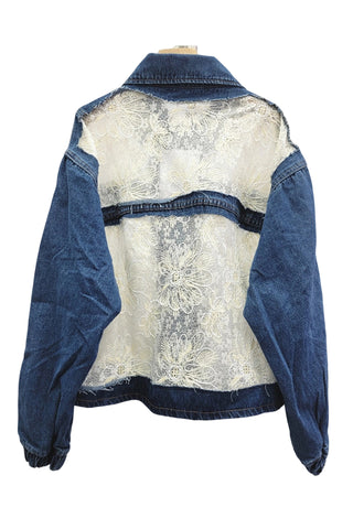 Lace-Panel Denim Jacket