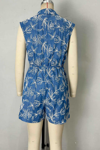 Patterned Button-Up Romper