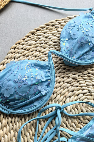 V-Wire Embellished Bikini Set