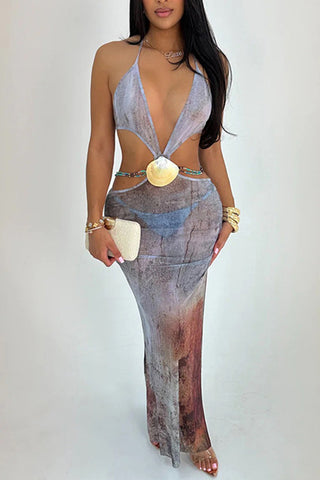 Halter Cut-Out Casual Maxi Dress