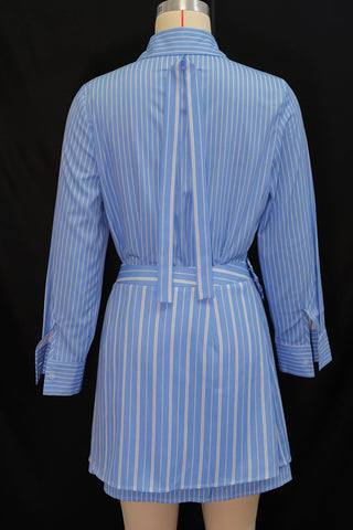 Striped Skirt Set with Button Top