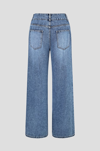 High-Waisted Straight Leg Jeans