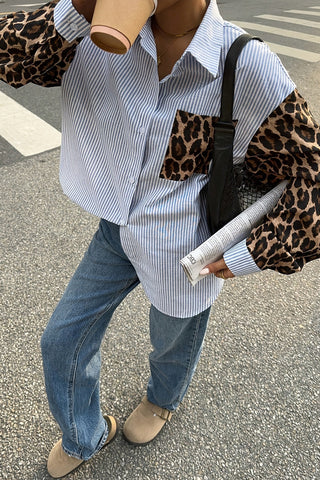 Mixed Print Button-Front Shirt