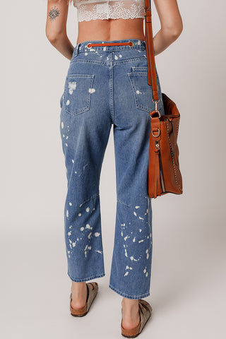 Paint Splatter Wide-Leg Jeans