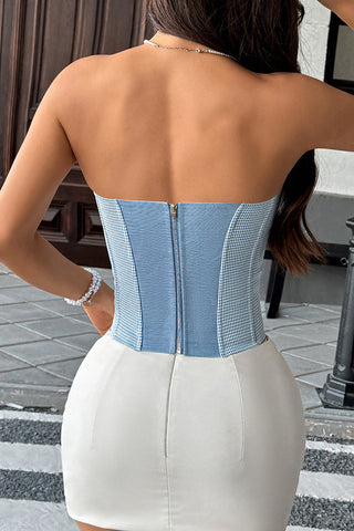 Button-Front Bustier Top