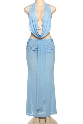 Halter-Neck Drape Dress