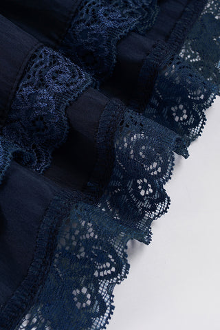 Tiered Lace Trim Casual Skirt